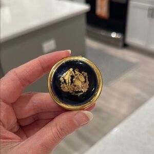 Limoges Blue and Gold Blue Compact Antique Decorative Box